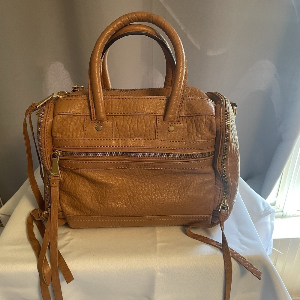 Aimee Kestenberg Car-Go Satchel Purse Handbag Shoulder Crossbody Bag Brown Zip